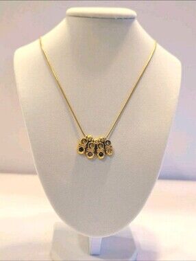 Necklace 4 Baby Shoes w/ Birthstones May July Oct Nov 24" Goldtone Grandma Vtg